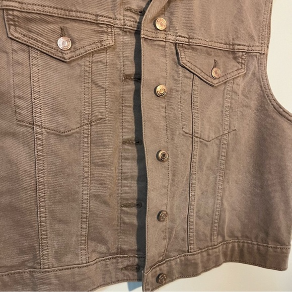 Brown Denim Vest Plus Size XXL Wild Fable Gold Buttons Fall Layering Neutral - Picture 4 of 5